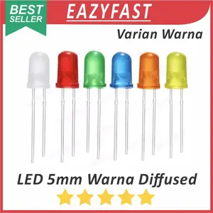 Lampu LED 5mm Warna Diffused Merah Hijau Biru Kuning Orange Putih Red Green Blue Yellow White 5 mm