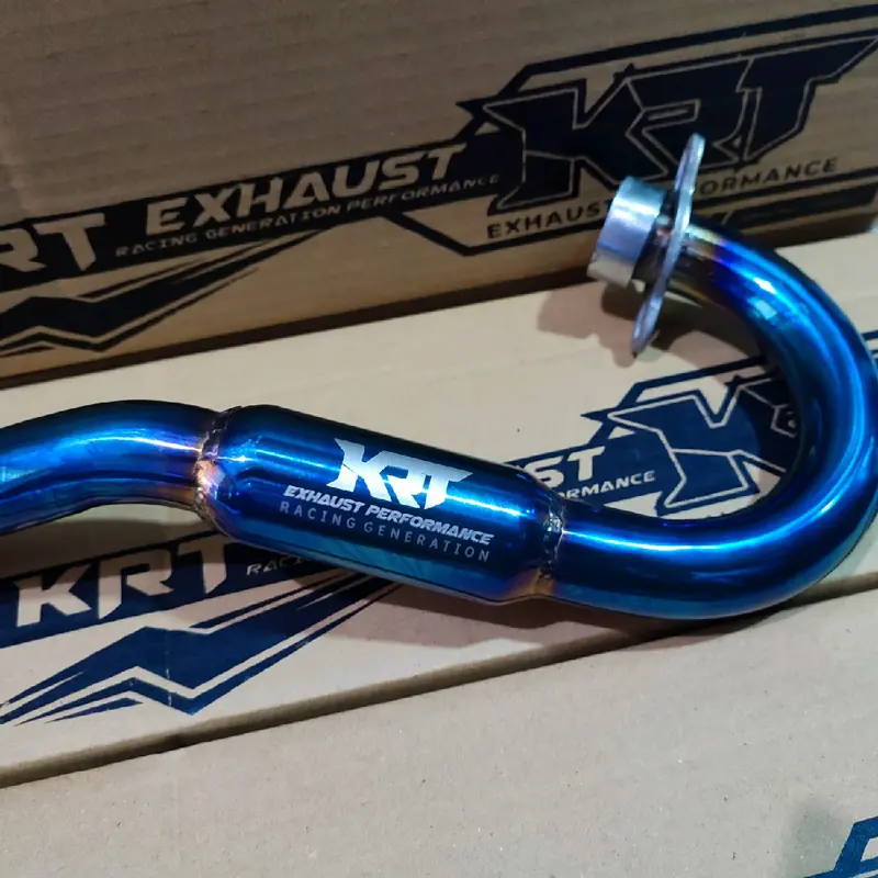 Leher Knalpot Racing Klx Crf Dtracker Wr155 Original KRT Blue Full Biru 38mm Bending Stainlis 3