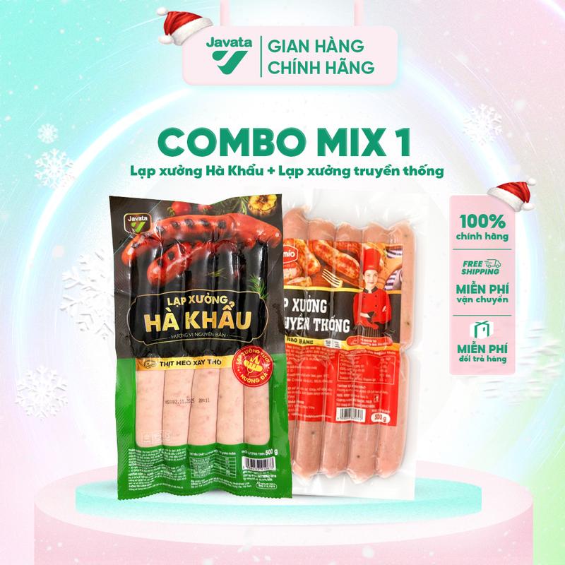 COMBO MIX 1: Lạp Xưởng Hà Khẩu + Lạp Xưởng Truyền Thống - Hương Vị Thơm Ngon Hảo Hạng