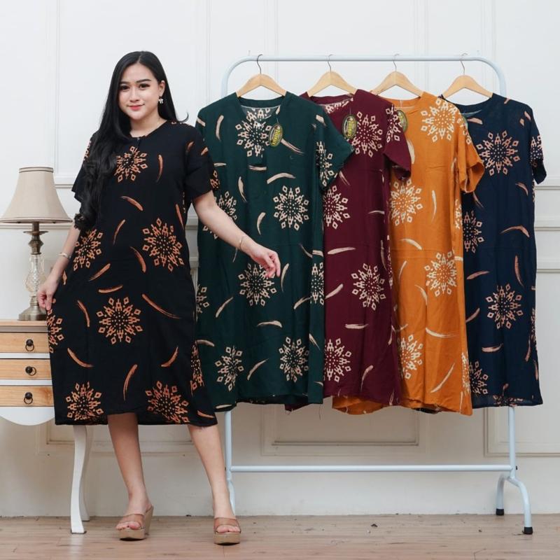 Product Introduction of Daster  ANA  Lengan pendek  kekinian Dress ANA LD 110cm  Rayon  Santung  Daster full body  Nyaman dipakai  Busui  friendly Batik Motif rumahan 26