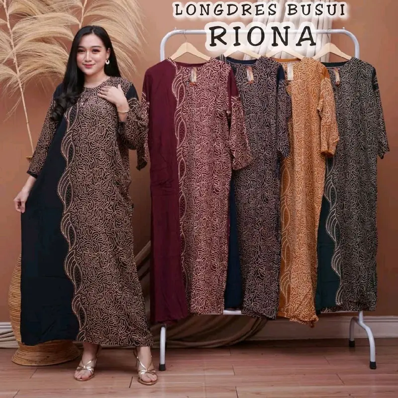 longdress panjang ibu muda kekinian / daster wanita dewasa kancing dada aneka motif cantik 3