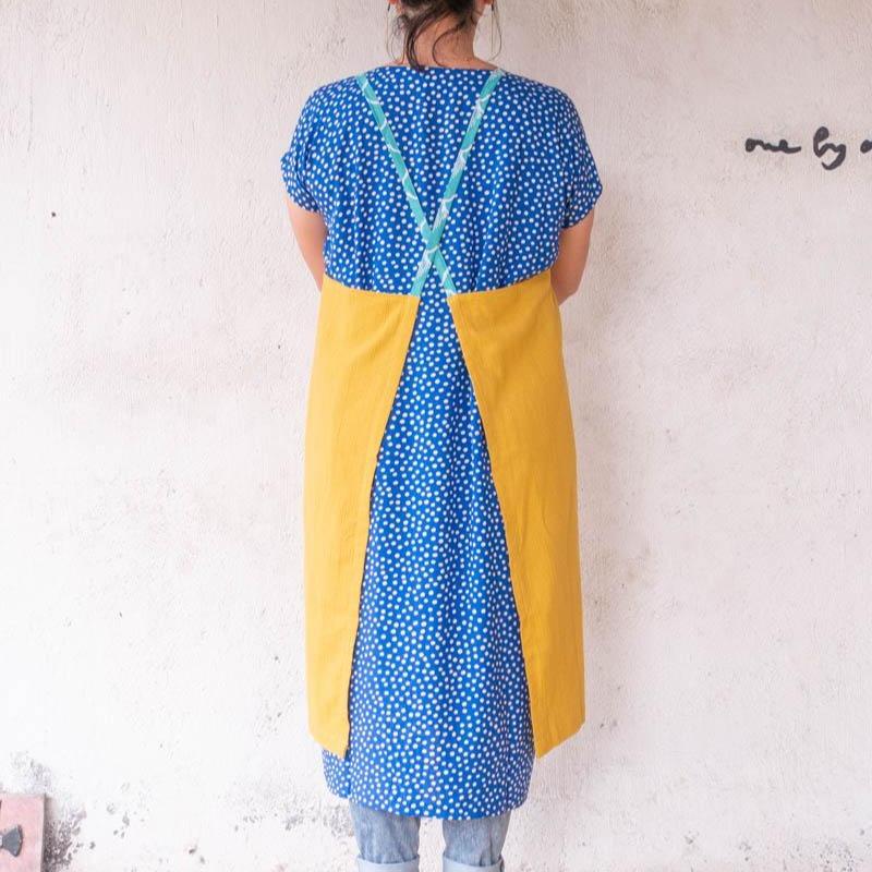 Linen apron masak (Mustard) 3