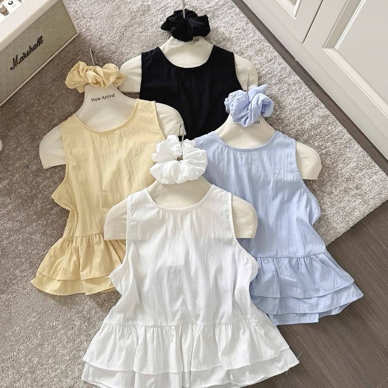 [ MỞ BÁN ] Áo babydoll sát nách tặng kèm dây buộc tóc chất gió thô mềm mát Qc