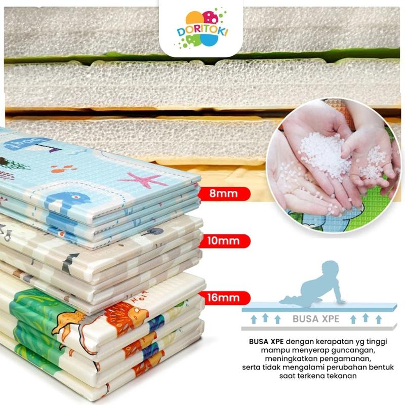 Doritoki SNI Matras Bayi 180x200x1cm Playmat Bayi Karpet Lipat Anak/Bayi Polos Tikar Lipat 4