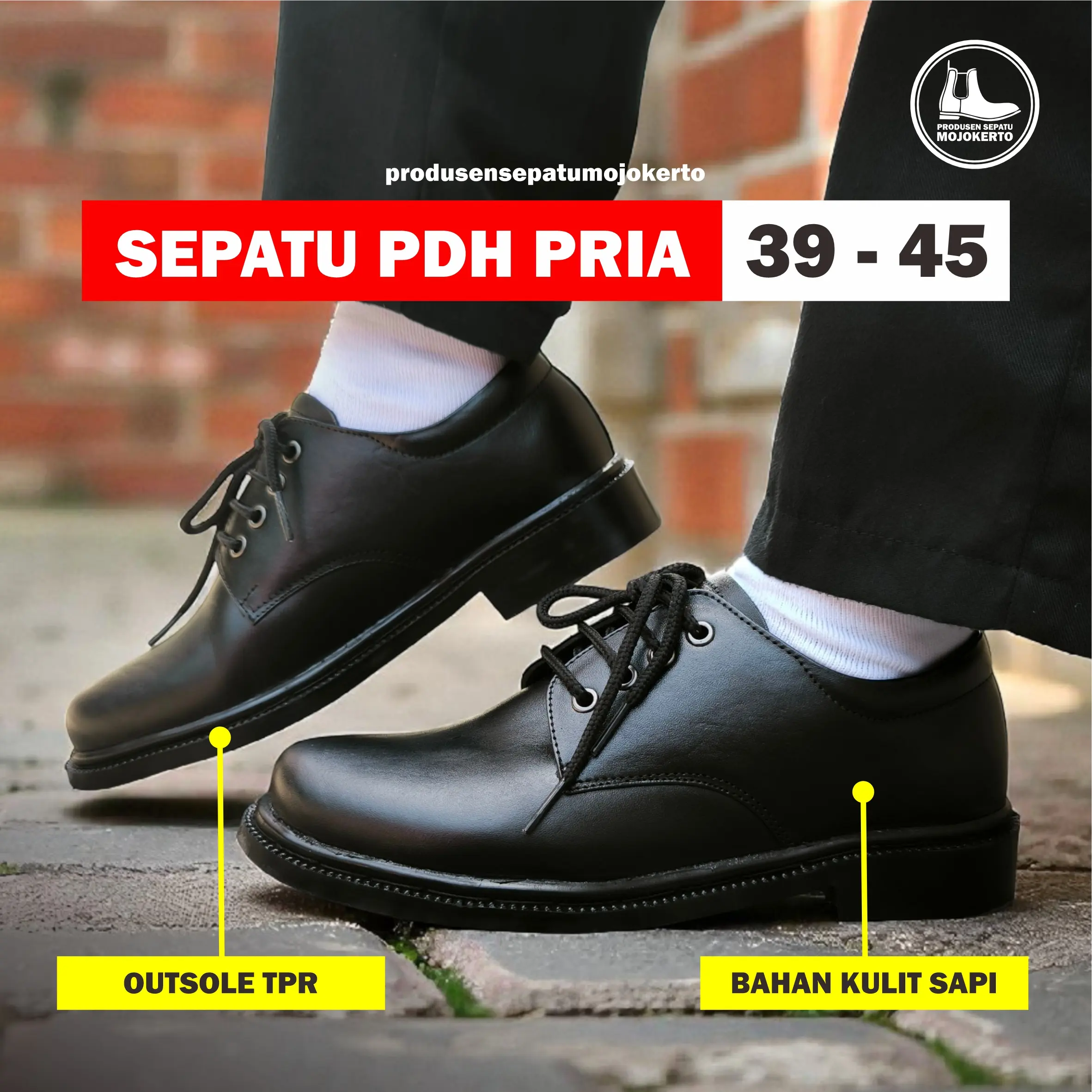 SEPATU PDH KULIT TALI PENDEK TINGGI SEPATU DINAS SECURITY SATPAM PANTOFEL SEKOLAH DINAS SMK FANTOFEL