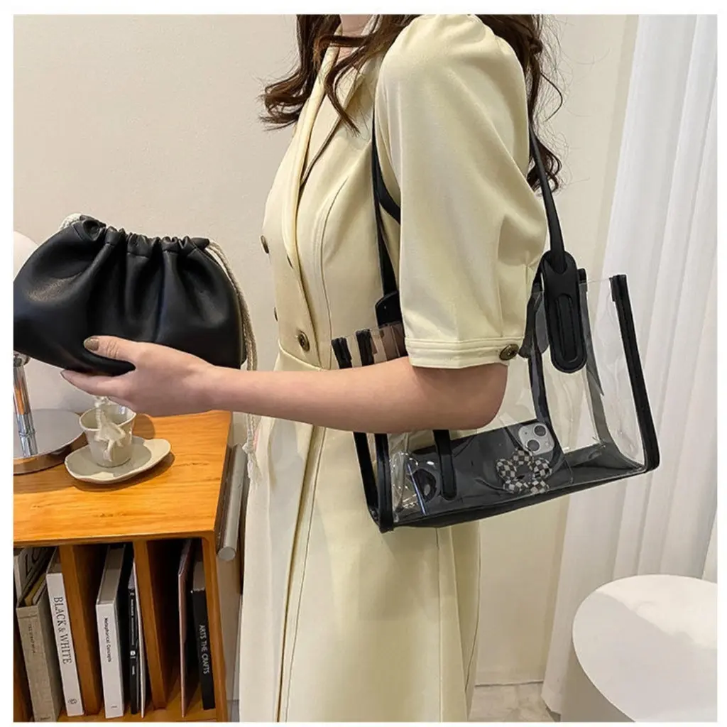 Tas Selempang Wanita Fashion Terbaru /Tas Bahu Transparan Free Pouch /Tas Wanita /Tas Kekinian standoil chuggy