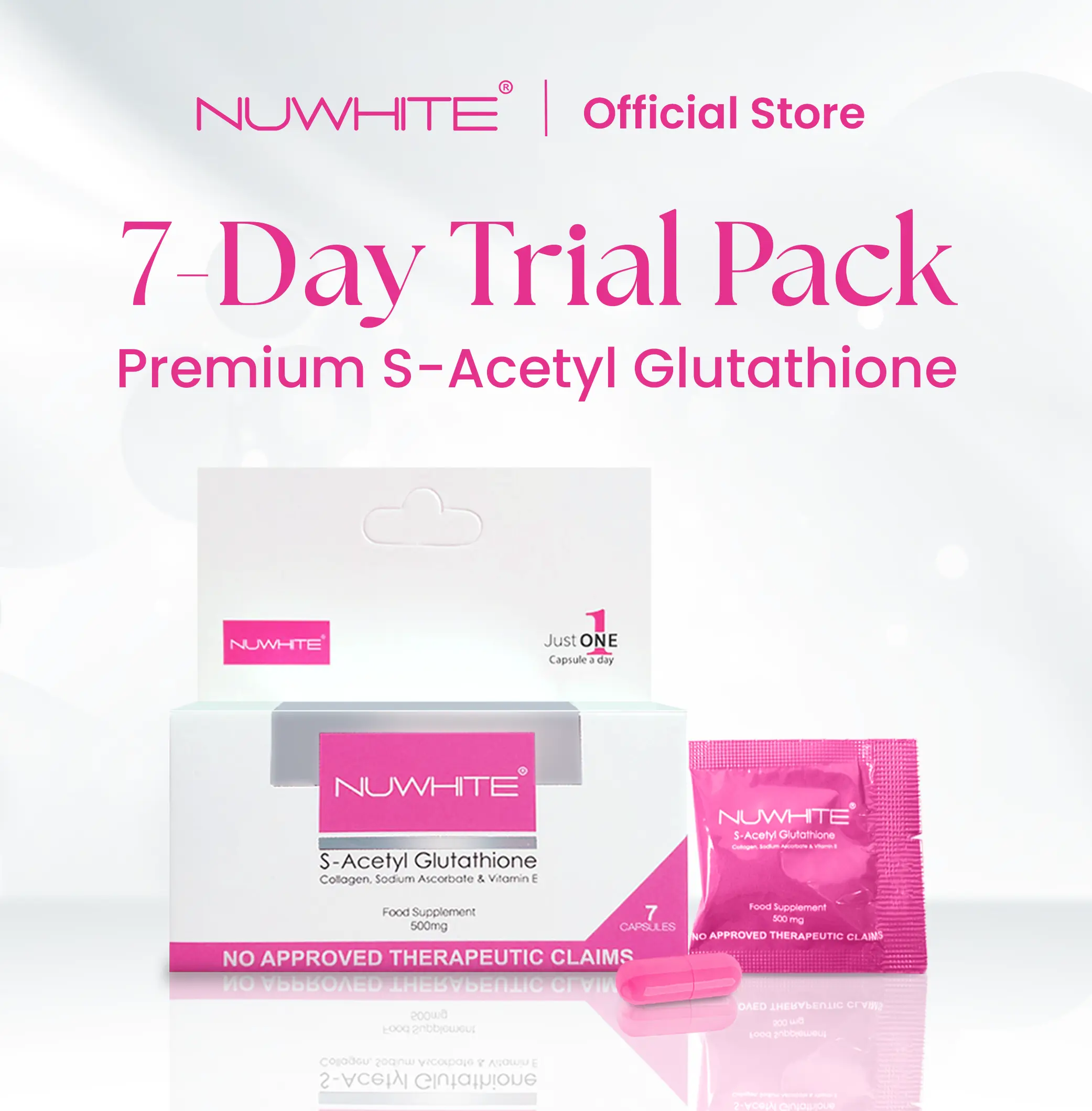 Nuwhite 7 Day Trial Pack S-Acetyl Glutathione - 200mg of S-Acetyl  Glutathione