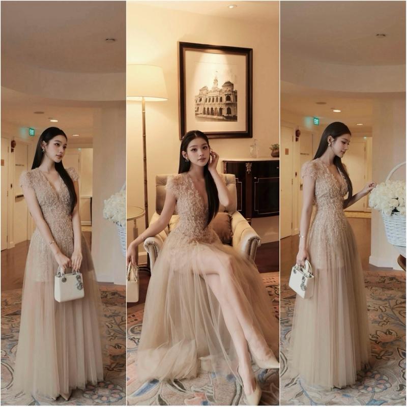 Váy Ren Hoa Phối Lưới Y97 Đi Tiệc Sang Trọng - Akara Closet