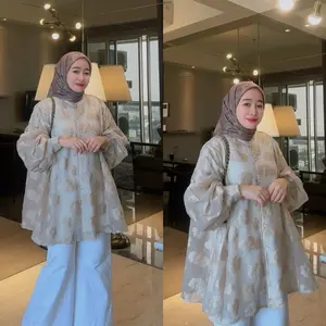 Athalia Drym Blouse - Baju Muslim Wanita Bahan Silky Embos Friendly