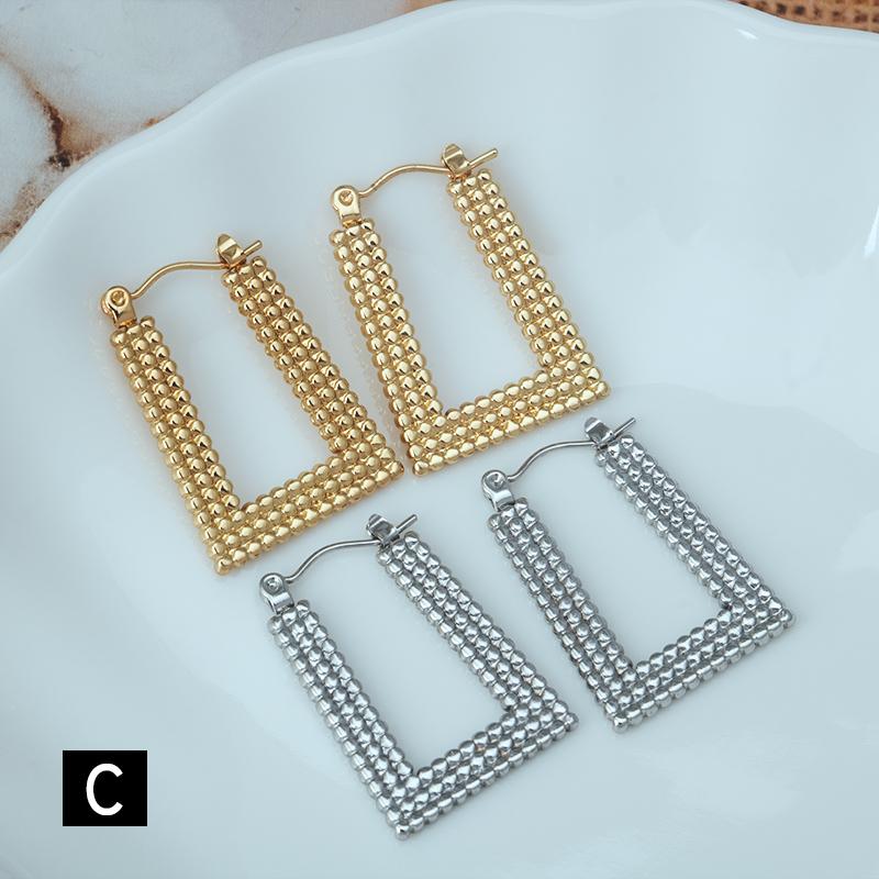 Product Introduction of Stainless steel new fashion temperament all match personality simple few who type women's gold earrings 6