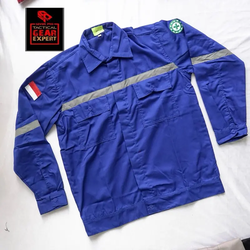 Kemeja safety first 01 kemeja lapangan kemeja kerja baju kerja proyek Pria Wanita Dewasa Panjang Katun 2