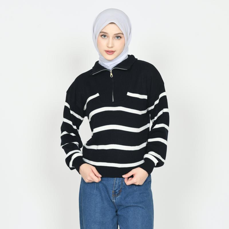 Product Introduction of (Produk Baru) Outer Blouse Rajut Wanita Zipper Crop Top  Korean Style Bahan Lembut Premium 48