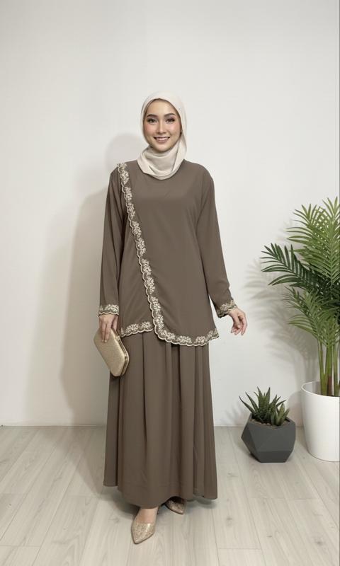 Nayla one set Layali x Rayta baju Raya premium series,one set Rok bordir premium