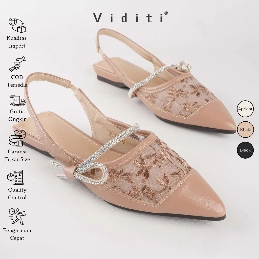 Viditi Ravel Flat Shoes | Sepatu Import Wanita | Lepes | Teplek | Kerja | Kuliah | Kantor | Crystal