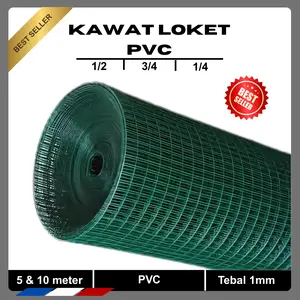 Kawat Loket PVC Hijau Lubang 1/2 - 3/4 - 1/4 Inch | Cocok untuk Kandang, Pagar, Taman