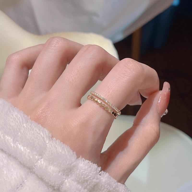 Simple double split ring Zircon Beehive chic personality Ring ins versatile adjustable ring for women clicker  septum citrine  bracelet aura  ring cincin  jepang bell  pepper  bracelet gilver  jewelry wisteria  necklace limbal  ring chain  necklace 1