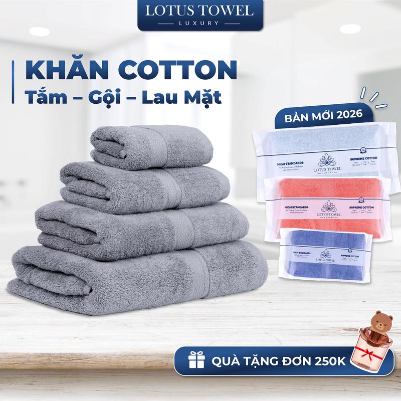 Lẻ Khăn Tắm Gội Khăn Mặt Châu Âu Lotustowel Làm Từ Sợi Cotton Cao Cấp Mềm Mịn Thấm Hút Không Ra Màu Dùng cho Nhà Tắm Spa Khách sạn Resort