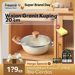 [XCLSV Raisahouse PO 30 Mar] freemir Wajan Panci 20 Cm Tutup Kaca Anti Lengket Premium Super Wok Pan Multifungsi  Kitchenware Cookware