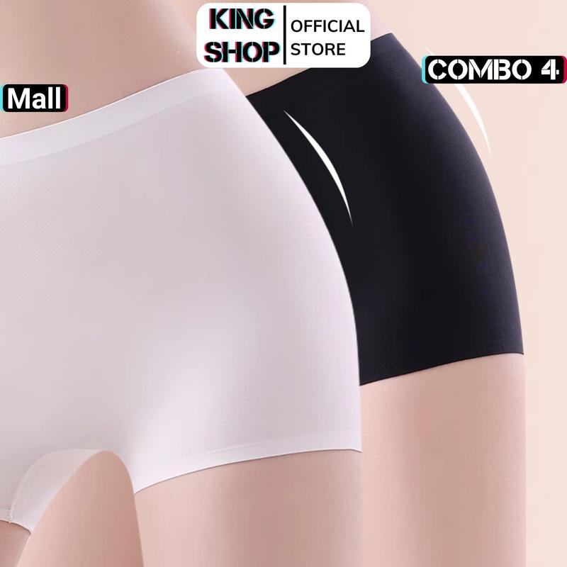  Set 4 Quần bảo hộ mặc váy ngắn quần lót nữ su mềm mịn không lộ viền kháng khuẩn quần mặc trong váy KING SHOP V8205 Women 