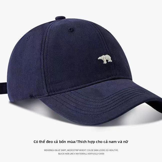 Mũ lưỡi trai thêu gấu bông Bắc Cực, mũ bóng chày vải bông mềm, chống nắng 4 mùa, unisex nam nữ điều chỉnh kích thước đầu >,non