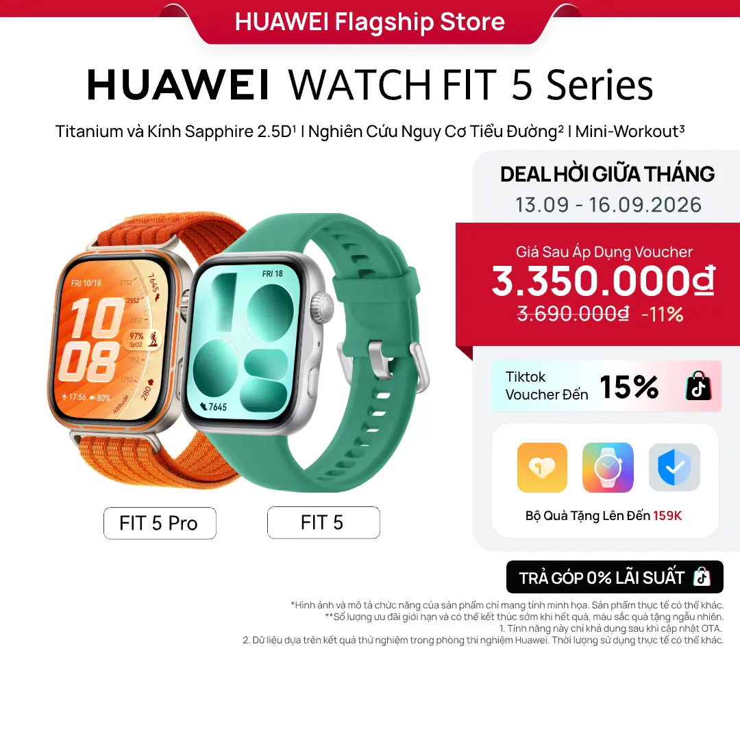 Độc Quyền Hưng Everything | Đồng Hồ Thông Minh | HUAWEI WATCH FIT 5 Series | Titanium và 2.5D Kính Sapphire | Nghiên Cứu Nguy Cơ Tiểu Đường | Mini-Workout
