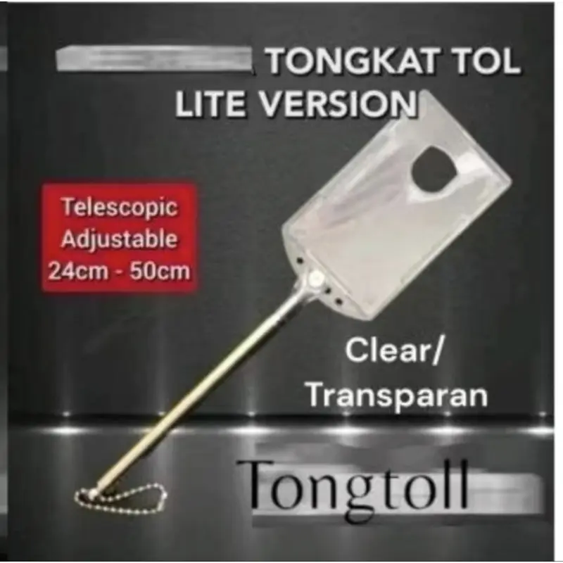 Tongkat Tol Lite Stainless Steel / Tongtol Telescopic panjang pendek Hitam dan Clear
