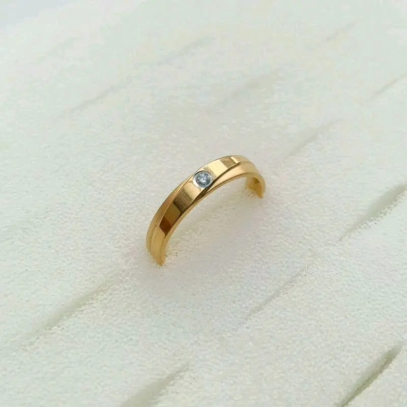COD CINCIN TITANIUM RINGS GOLD MATA 1 KOMBINASI ANTI LUNTUR/ Cincin permata elegan / Cincin Pria Wanita / Cincin Pasangan Rings cat ring