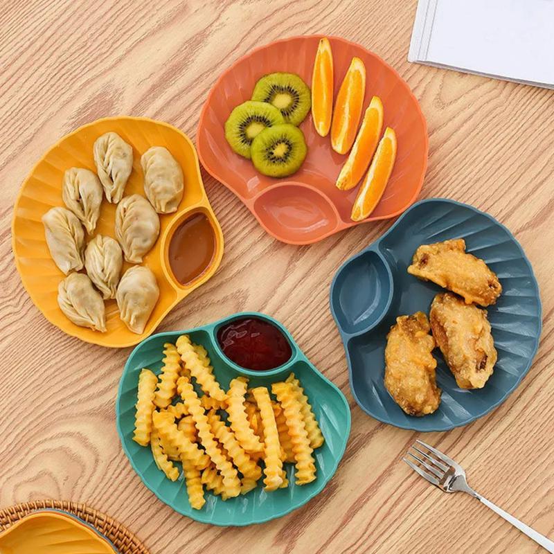 Creative Shell Shaped Dumpling Plate With Dip Vinegar Dish Plastic Sushi French Fries Snacks Dried Fruit Tray Bone Spitting Dish 7