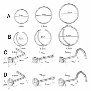 1PCS Anting Hidung Stainless Steel Nose Stud Ring Hoop Helix Septum