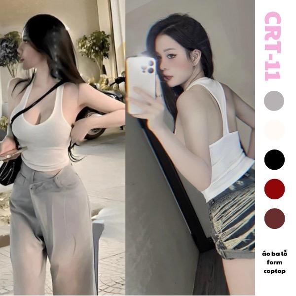 Áo Ba Lỗ FORM croptop Gợi Cảm thời trang mới CRT Women nữ đen Thun Voi