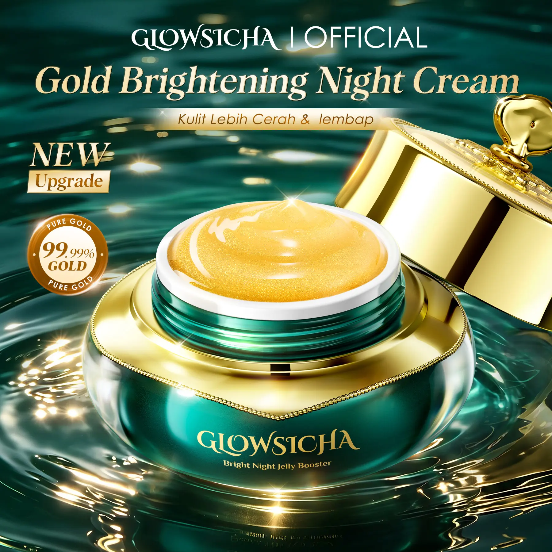 [BPOM] Glowsicha Brightening Night Cream Jelly Booster - Krim dengan Efek Booster untuk Mencerahkan dan Menjaga Kelembaban Kulit Wajah