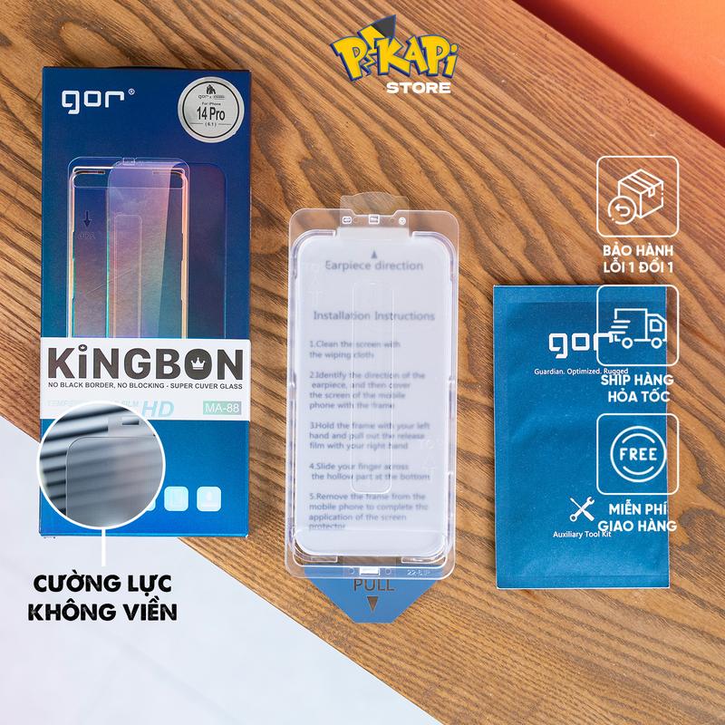 Kính Cường Lực iPhone Khung Tự Dán GOR Không Viền Màng Tự Lấy Bụi Full Màn Cảm Ứng Mượt Mà