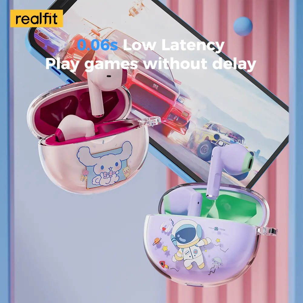 Tai Nghe Nhét Tai Nghe Bluetooth Realfit F2, Thiết Kế Hoạt Hình Dễ Thương, Đầy Màu Sắc, BT5.3, Tai Nghe Không Dây Mini, Có Mic | BigBuy360 - bigbuy360.vn