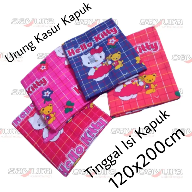 (120x200) URUNG KASUR KAPUK KATUN/KULIT KASUR KAPUK HELLO KITTY 1