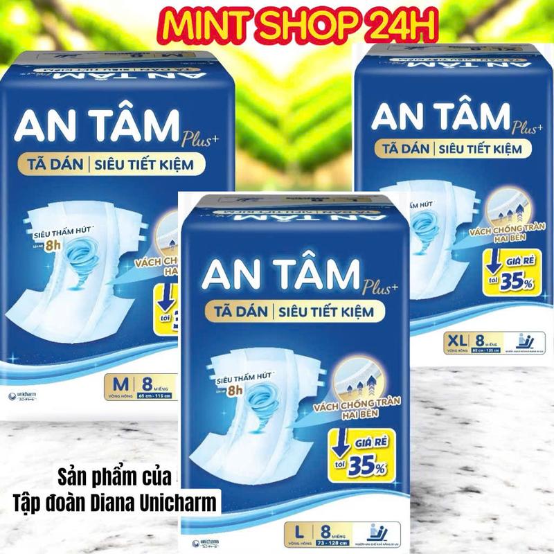   80 miếng tã dán An Tâm cho người già   Combo 80 Miếng Bỉm Người Lớn AN TÂM SIZE M L XL Phú Đạt Có Vách Chống Tràn Size M L Siêu Thấm Hút Vách Chống Tràn Hai Bên 
