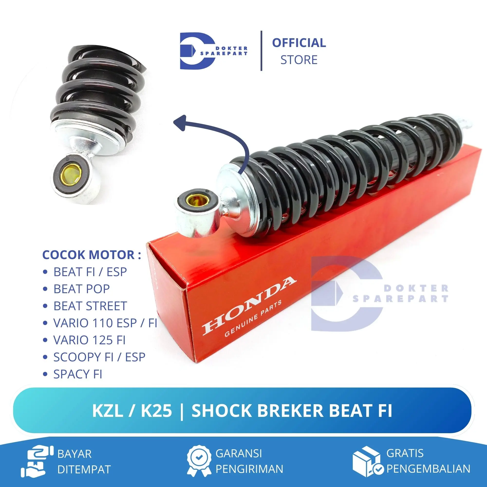 KZL / K25 SHOCK BREKER BELAKANG BEAT FI / VARIO 110 FI / SPACY FI SCOOPY FI / SUSPENSI / PEREDAM