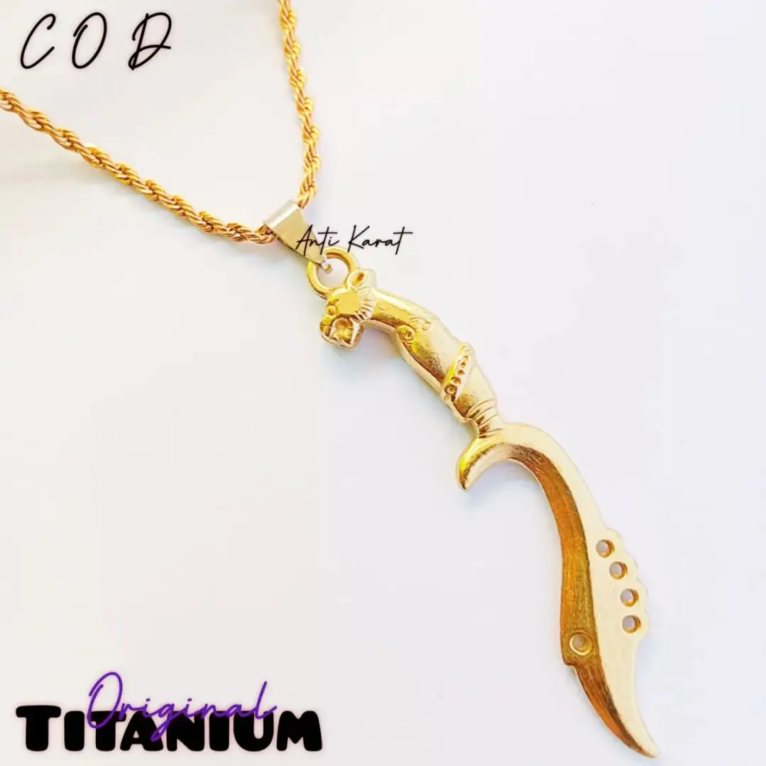 Kalung Titanium Plus Lionton Kujang Emas Dan Silver Kalung Pria Trendy Kekinian Anti Karat Anti Luntur Anti Alergi Aman Nyaman Dipakai setiap Hari Liontin