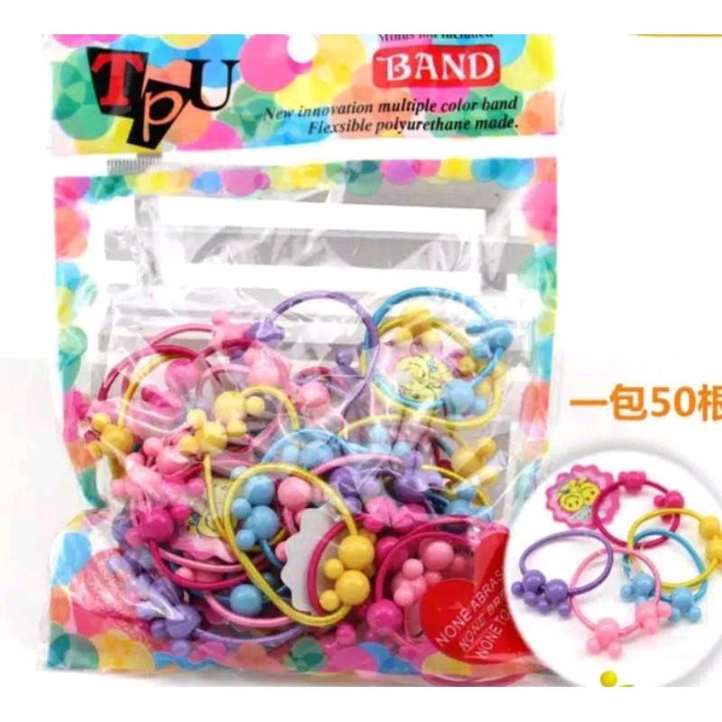 Ikat Rambut Anak isi 50pcs / Kunciran Rambut Anak Warna Warni 2