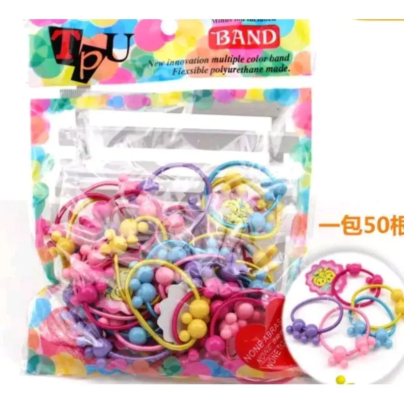 Ikat Rambut Anak isi 50pcs / Kunciran Rambut Anak Warna Warni 2