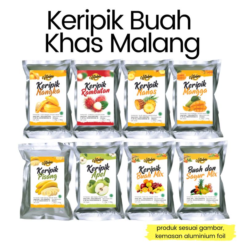 Keripik Buah Nangka Apel Salak Nanas Mangga Rambutan 50 gram Renyah Ngangenin Food Snacks Cemilan Manis Kripik Pisang 0