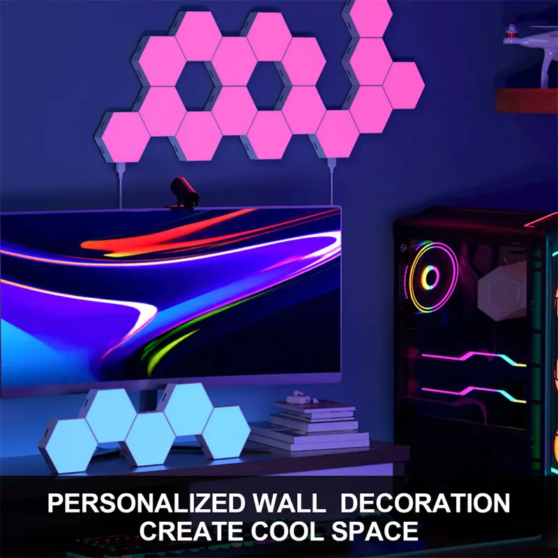 Yabstrip Lampu Hias Hexagonal Dinding LED RGB App Control 3 PCS - XY-0030A Akrilik Baterai 3