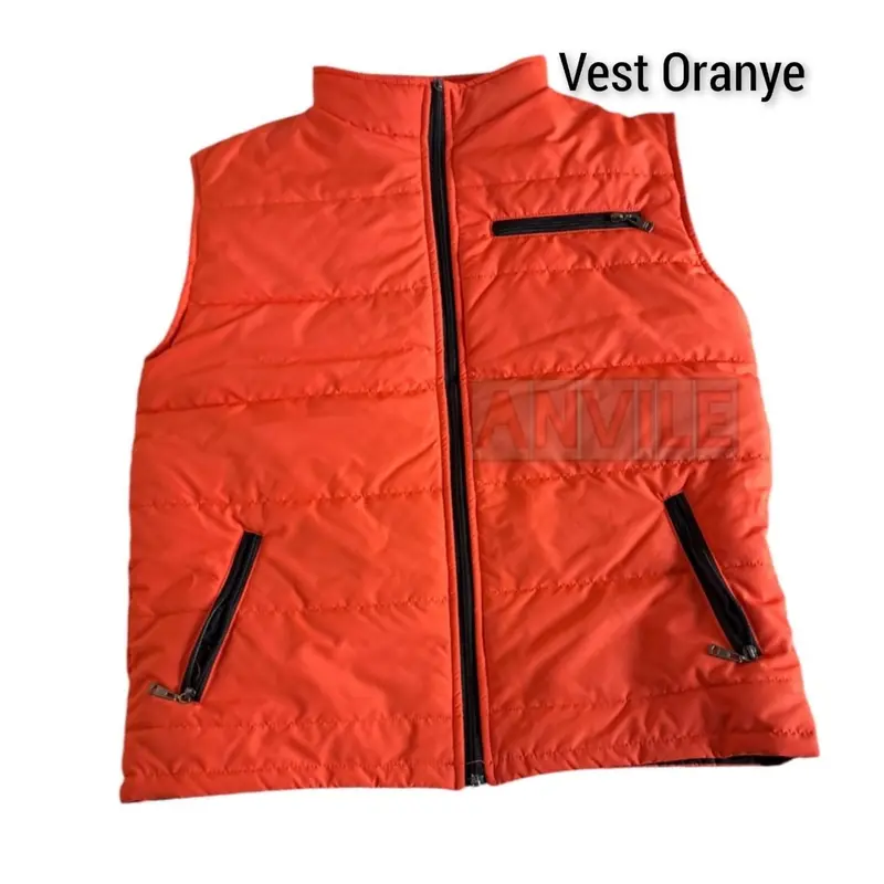 Rompi Jumbo Pria Wanita Casual Vest Bigsize Puffer Taslan Jaket Polos Besar Orange XXL XXXL XXXXL 0