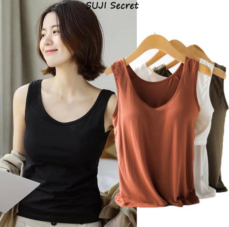 Áo Ngực M-3XL Nhật Bản Có Đệm Ngực Bộ Sưu Tập Mùa Hè Áo Vest Quần Đùi Không Tay Nhẹ Màu Trắng Đen Và Xám Áo Cơ Bản Thích Hợp Cho Phụ Nữ Đồ Ngủ Mặc Nhà Ngắn Thể Thao Áo Vest Yoga Đồ Mặc Nhà SUIJI Bí Mật