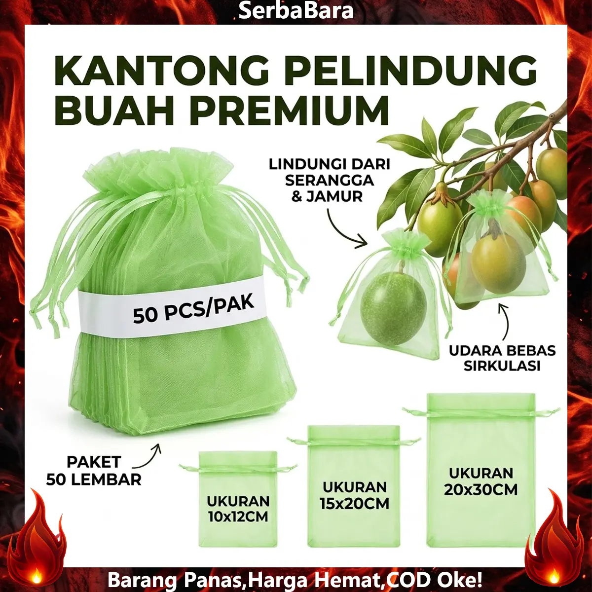 50Pcs 15×20cm 20×30cm 30×40cm Pembungkus Buah Ramah Lingkungan/Fruit Cover Anti Serangga/Kantong Jaring Pembungkus Buah