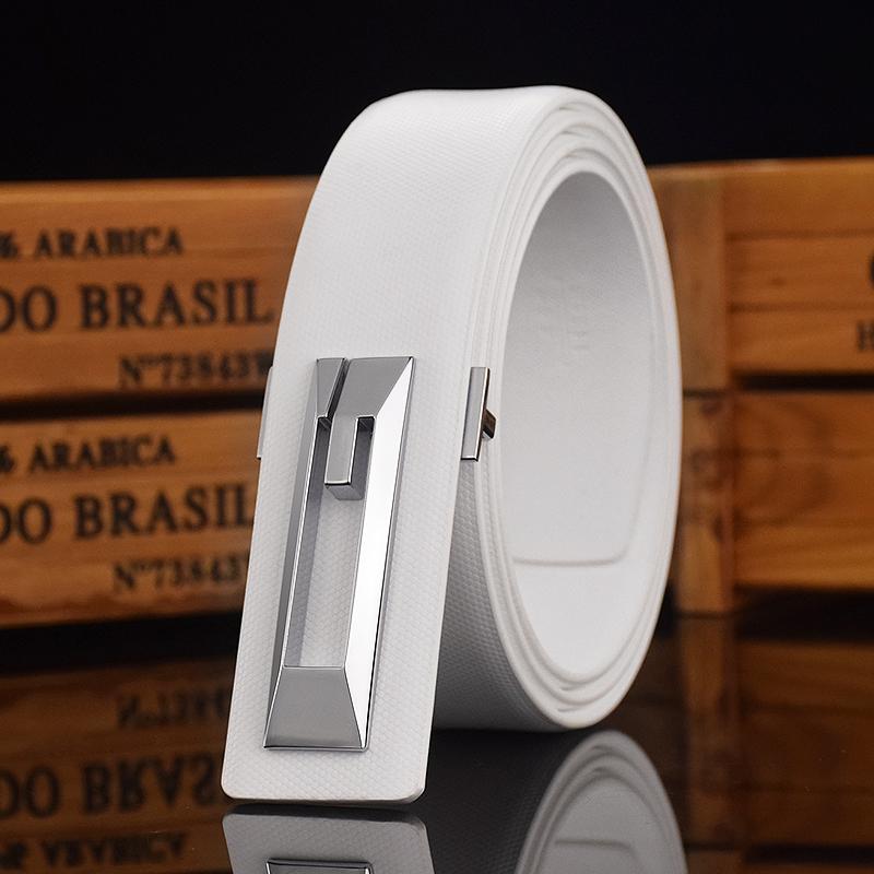 Thắt Lưng Da Thật Phong Cách Thường Ngày Dây Đeo Thắt Lưng Nam Rộng 3,3cm Màu Trắng Thích Hợp Cho Nam Có Chi Tiết Chữ G Chất Lượng Cao