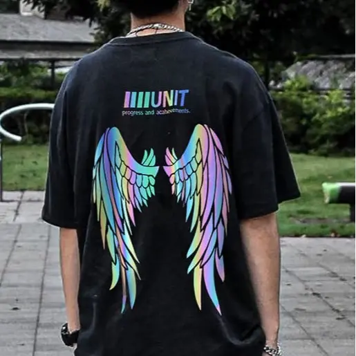 KAOS DISTRO SABLON SAYAP NYALA - TSHIRT LENGAN PENDEK DEWASA NYALA - ATASAN KATUN DEWASA TERKINI Oblong Hitam Combed 5
