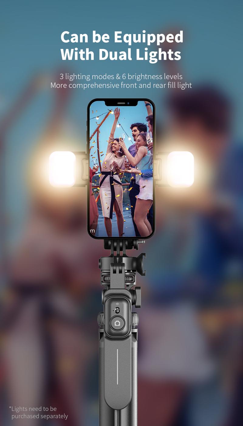 Product Introduction of 2055mm Selfie Stick Tripod with Wireless Remote Removable Fill Light Extendable Tripod with 1/4 Screw for Phone Camera Live Broadcast IOS Android 48