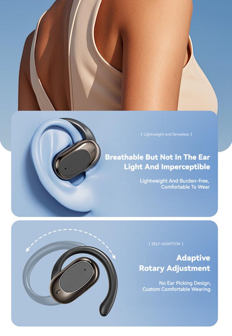 Rofani B06 Headset Bluetooth 6.0 Nirkabel Tampilan LED Binaural Tahan Air Earphone Pengurang Kebisingan HIFI Olahraga Stereo Peredam Kebisingan Headphone Penundaan Mikrofon Panggilan HD Musik Permainan Olahraga Headphone