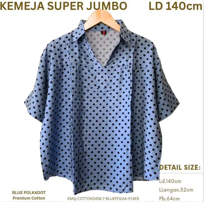 KEMEJA WANITA KEKINIAN JUMBO LD 140CM ATASAN OVERSIZE KATUN / KEMEJA WANITA BIGSIZE / KEMEJA JUMBO STYLE KOREA / KEMEJA KEKINIAN KATUN LD 140CM 3
