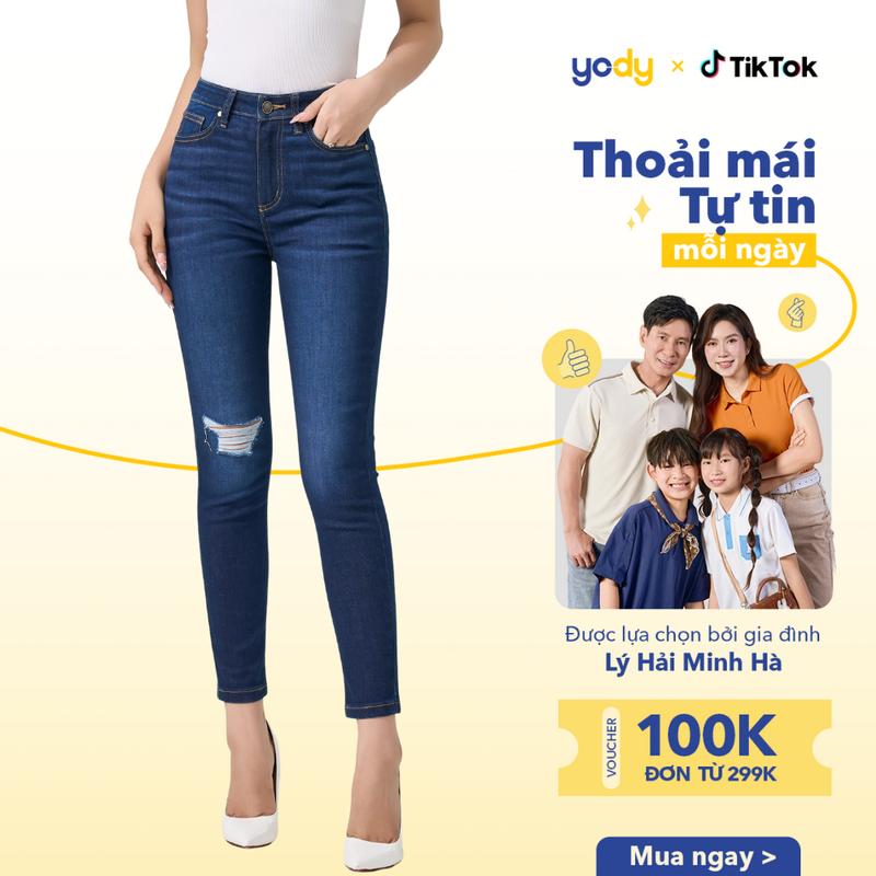[Đồng giá] [ LIVE ] YODY Quần Jean Nữ Skinny Mài Rách Gối Trẻ Trung Nhẹ Nhàng Co Dãn Nhẹ QJN7059
